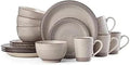 Pfaltzgraff Sadie 16-Piece Cream Dinnerware Set Service for 4 Durable Stoneware Plates and Bowls with Classic Design Microwave and Dishwasher Safe