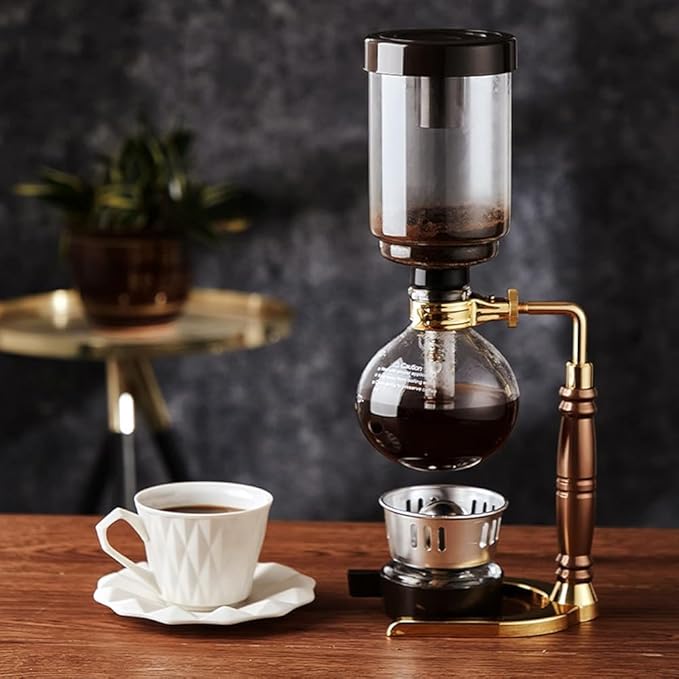 Coffee Maker Set – Manual Vacuum Coffee Siphon Brewer with Glass Pot and Stainless Steel Stand for Coffee and Tea Brewing(Size:500ml)