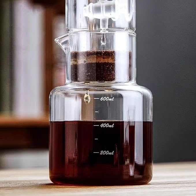 Cold Brew Drip TowerIce Drip Coffee MakerCold Brew Drip Tower Coffee Maker600 ml/20 oz Cold Brew Tower Slow Drip Cold Brew Machine (Transparent Gray)