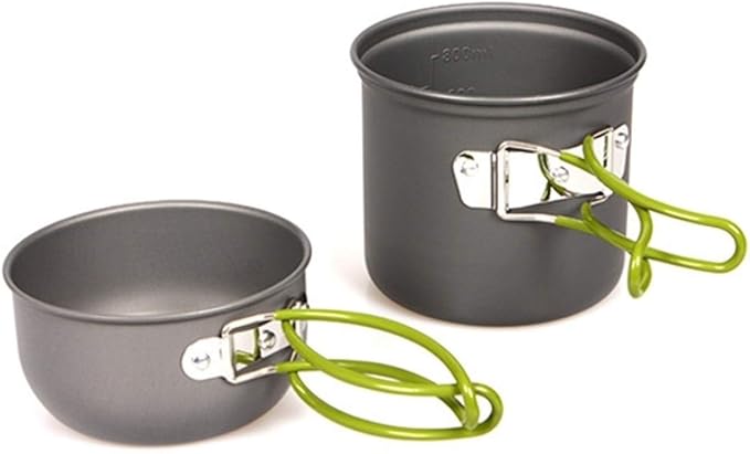 Outdoor Hiking Camping 1-2 Person Travel Cookwear Set with Handgrip Tableware Picnic Tableware Pots Cookware Set Cookware Picnic Boiler Cookware