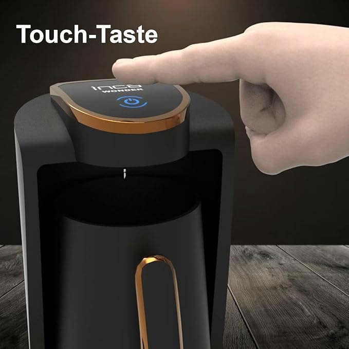 İnca IKM-01 Wonder Series Turkish Coffee Maker Turkish Coffee Maker with Measuring Spoon for 4 Cups (Fincan) at the Same Time High Performance in Elegant Black and Rose Gold Design