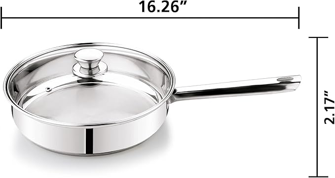 10-Piece Stainless Steel Cookware Set Induction Compatible Tri-Ply Base with Glass Lids &amp Utensils Dishwasher Safe