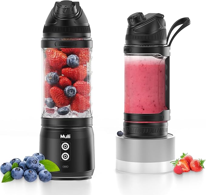 Mulli Portable Blender 24oz Travel Blender for Shakes and Smoothies USB Rechargeable Mixer with a Lid for Travel Gym