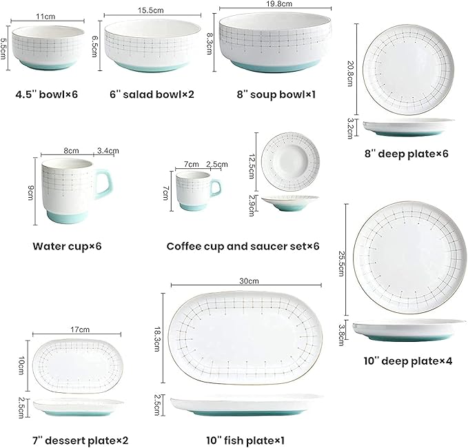 Dinnerware Sets Dish SetHigh-End Dinner SetCeramics Dinner Sets40 Pieces Light Luxury Steak Plate Dessert Dish and Coffee Cup | Porcelain