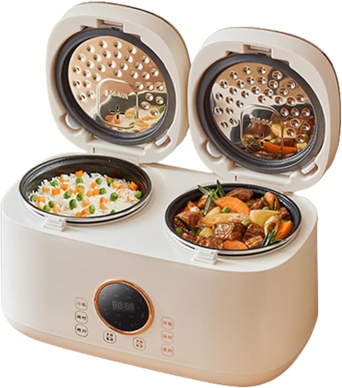 2L+2L Dual Inner Multi-Function Electric Rice Cooker with Smart Touch Screen Non-Stick Pot and 12-Hour Appointment Timer for Home Cooking