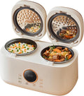2L+2L Dual Inner Multi-Function Electric Rice Cooker with Smart Touch Screen Non-Stick Pot and 12-Hour Appointment Timer for Home Cooking