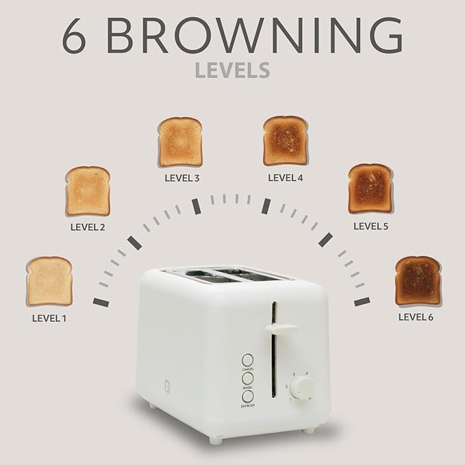 WILLOW Eco Series 2-Slice Toaster Extra-Wide Slots for Bagels &amp Artisan Bread 6 Shade Browning Settings High-Lift Toast Boost Removable Crumb Tray Cancel/Defrost Buttons Toaster 2 Slice