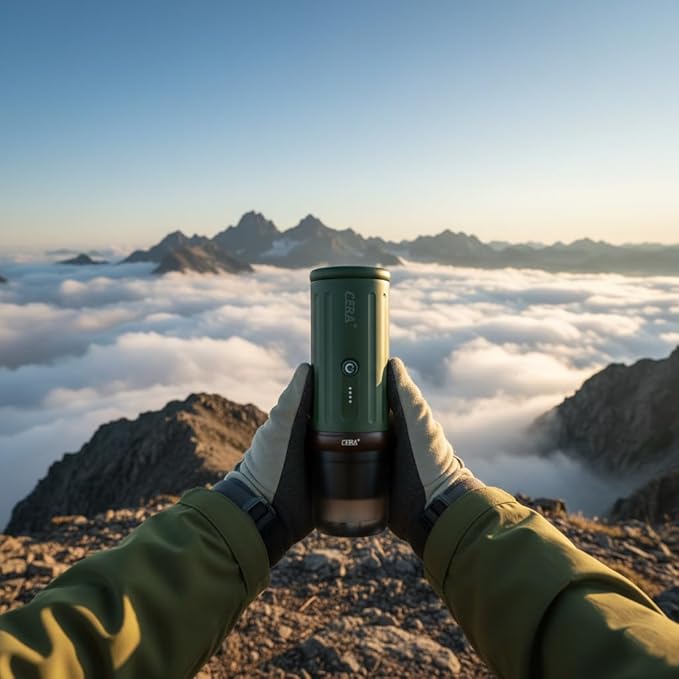 CERA+ Portable Espresso Machine 5-8 Cups per Charge Self-Heating 20 Bar NS Pods &amp Ground Coffee CERApresso Electric Travel Coffee Maker for Outing Working Camping