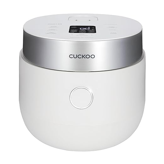 CUCKOO Micom Rice Cooker 8-Cup Uncooked / 16-Cup Cooked with Induction Heating Technology Versatile Rice Maker with 12 Menu Options and Steam Plate Voice Guide White (CR-HA0810FW)