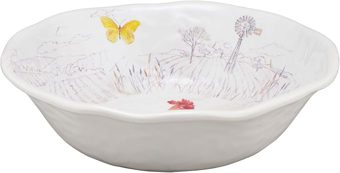 UPware 12 Piece Sunshine Rooster Melamine Dinnerware Sets Outdoor Dishes Set Plates and Bowls Sets Service for 4 Multicolor