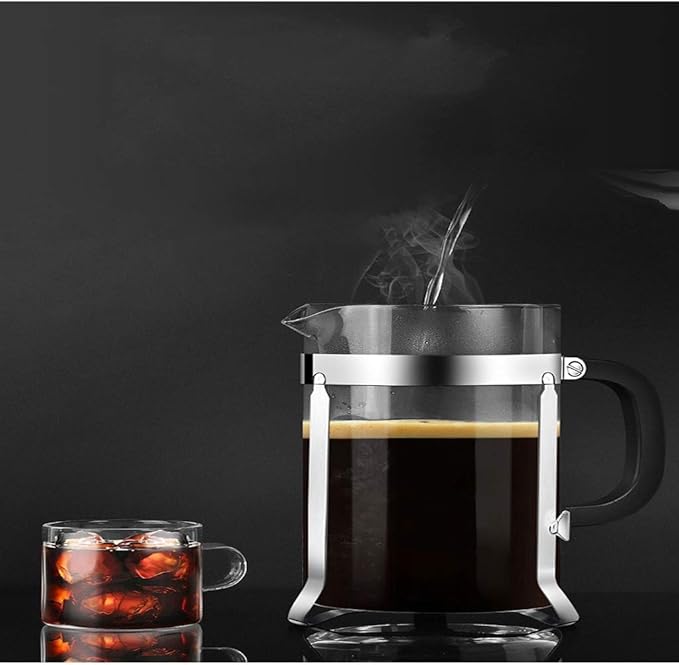 Liudan Coffee Maker French Coffee Machine-304 Durable Stainless Steel Heat Resistant Borosilicate Glass Coffee Machine Filter Household Coffee Machine Tea French Coffee Maker Coffee Press