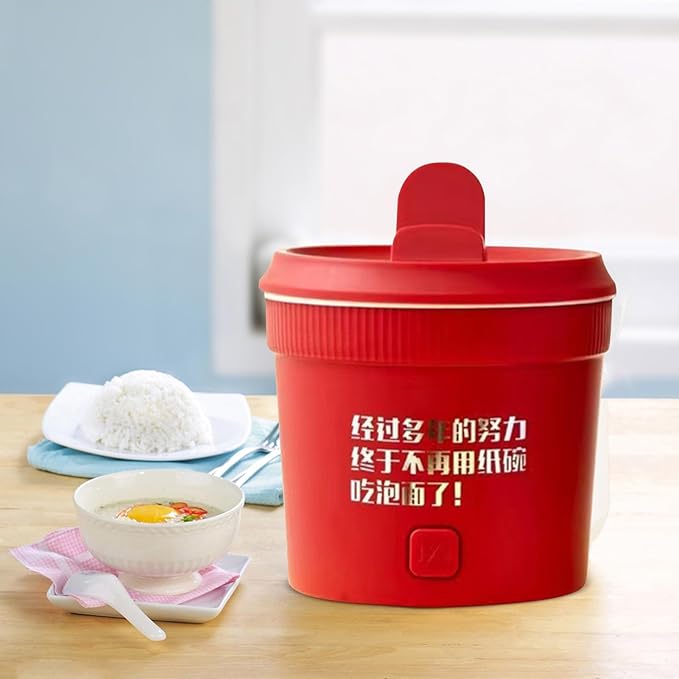 Multifunctional Mini Rice Cooker Smart Automatic Multi-function Electric Hot Pot 1L Small Household Multifunctional All-in-One Pot Soup Porridge Noodle Pot Steaming Stir-Frying (red)
