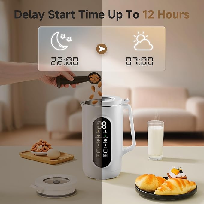 40oz Nut Milk Maker Machine 10 in 1 Nut Milk Maker for Homemade Almond Milk Soy Milk Oatmeal and Non-Dairy Beverages Soy Milk Maker with 10 Blades Delay Start Keep Warm Auto-clean Boiling
