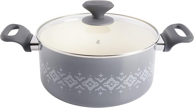 Spice by Tia Mowry Savory Saffron 7-Piece Healthy Nonstick Ceramic Cookware Set - Grey