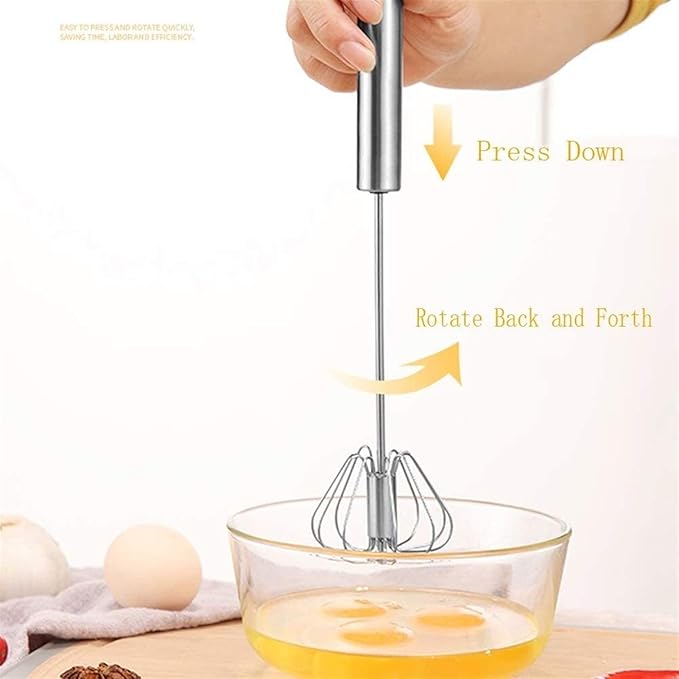 WUCHENG Stainless Steel Hand Eggbeater Hand Pressure Rotating Semi-automatic Mixer Egg Milk Cream Manual Blender Kitchen Cooking Tools hand blender (Color : 12 inch)