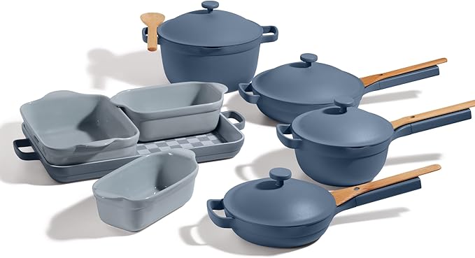 Our Place Ultimate Cookware Set - Complete 18-Piece Set Including the Always Pan Perfect Pot and Bakeware Set | Multifunctional Toxin-Free Nonstick | Replaces 44 Pieces | Blue Salt