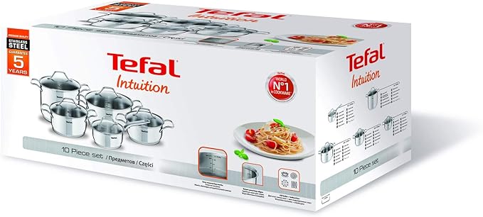 Tefal Intuition SS Set of 10 Pieces Stainless Steel
