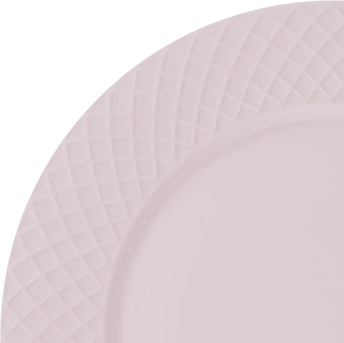 Miksa Trellis Pink Bone China Chip Resistant Lightweight 12 Piece Dinnerware Set Service for 4