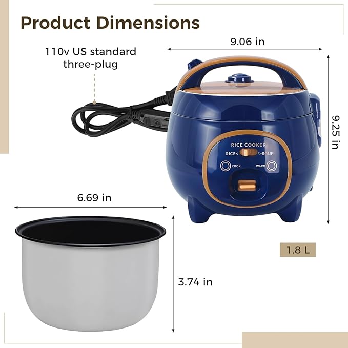 1.8L Rice Cooker For Small Households Quick Cooking Within 30 Minutes Multi-Function Non-Stick Pot Convenient Handle Simple Control