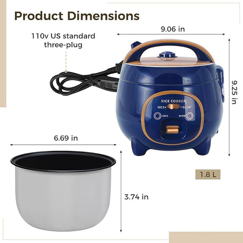 1.8L Rice Cooker For Small Households Quick Cooking Within 30 Minutes Multi-Function Non-Stick Pot Convenient Handle Simple Control