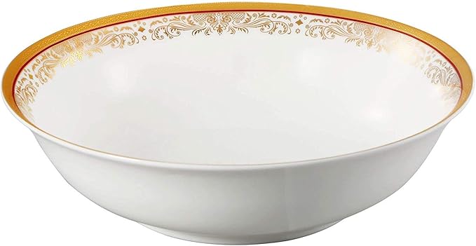 Lorren Home Trends La Luna Collection Bone China 57-Piece Red and 24K Gold Design Dinnerware Set Service for 8