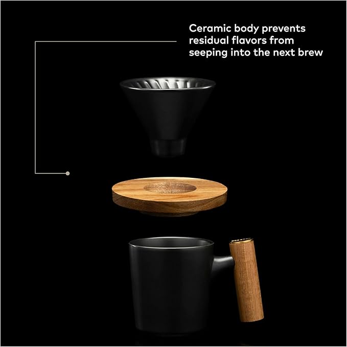 ChefWave Coffee Enthusiast Bundle Set - Single Serve Pour Over Coffee Maker Set w/Coffee Mug Compatible with No. 2 Filter V60 Dripper BPA free 2 Way Drip Coffee Maker (2 Items)