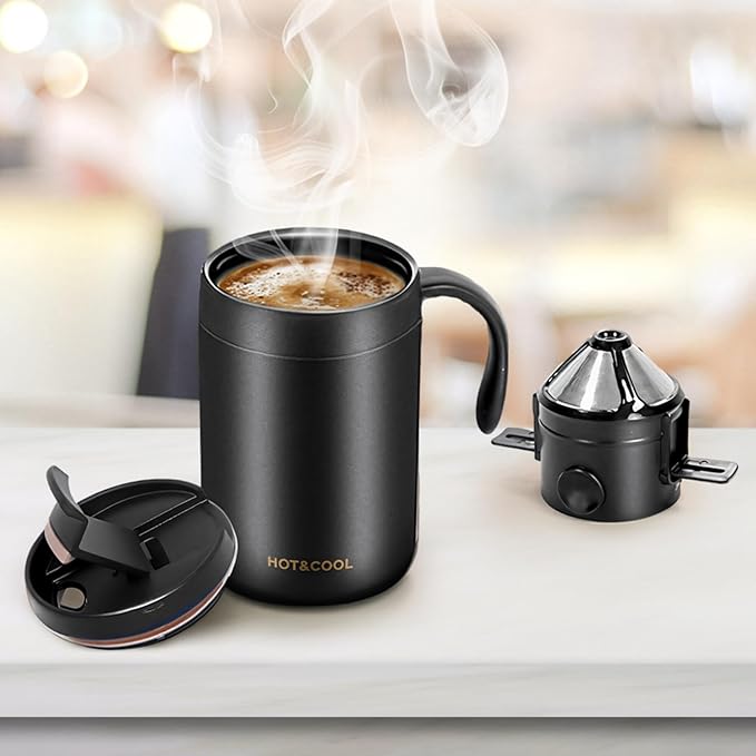 Stainless Steel Pour Over Coffee Maker Travel and Home Brewing Set Includes Filter and Spoon Ideal for Outdoor Use
