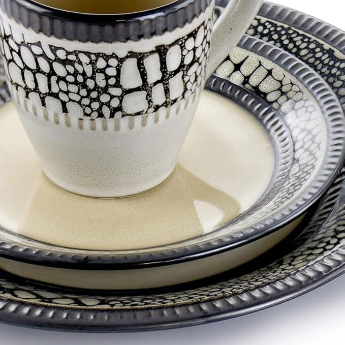 16 Piece Stoneware Dinnerware Set Ceramic Dishes Tableware of Plates Dinner Sets Plate Dish Food Dining