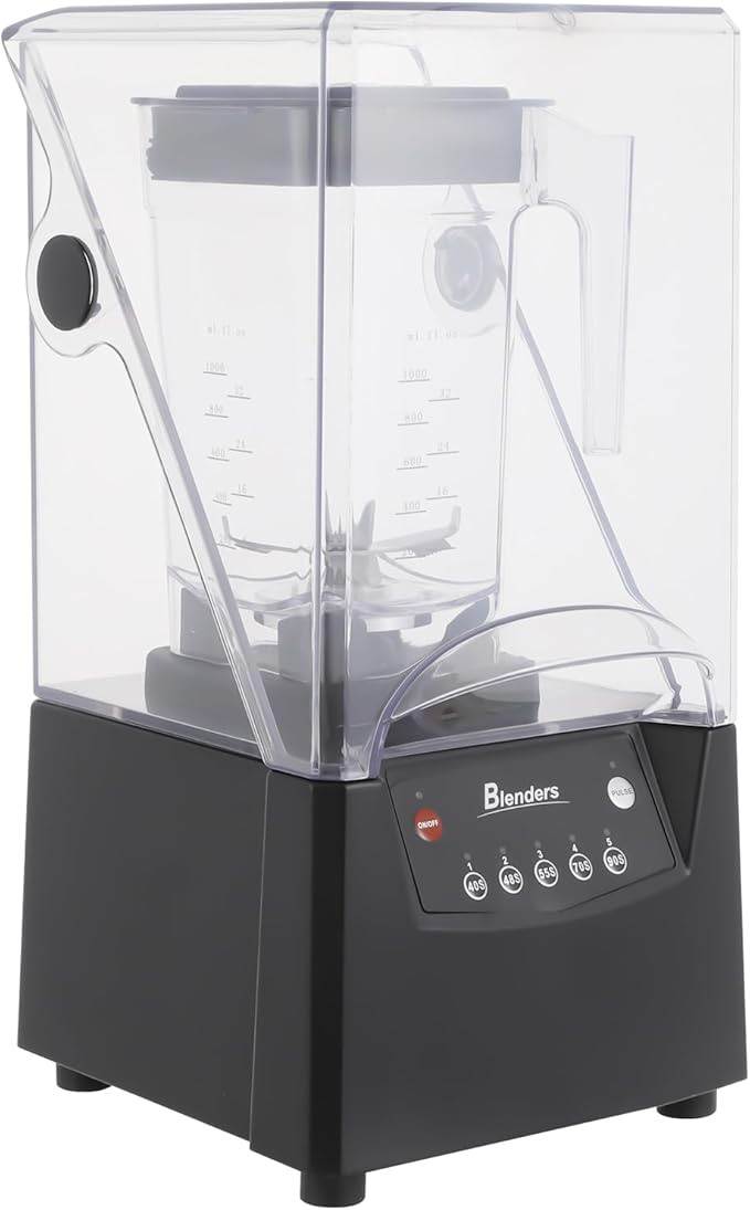 Commercial Soundproof Blender 2200W 23000R/min Automatic Soundproof Smoothie Machine with Removable Soundproof Shield Professional Quiet Smoothie Maker for Juices Milkshakes Puree