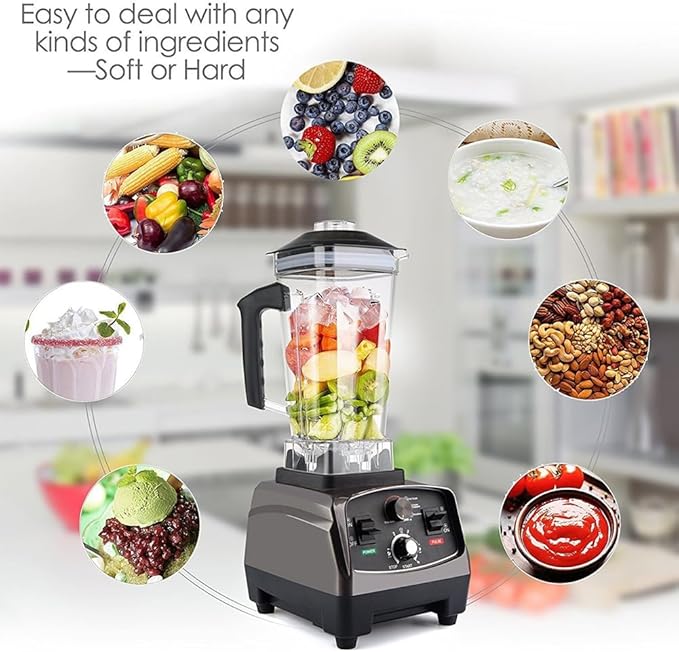 Blender Smoothie Maker Kitchen Food Processor Multifunctional Wall Breaking Machine 26000 RPM High-Speed Jug Blender with 2L BPA-Free Container for Kitchen Milk Tea Coffee Dessert Leisure Shop