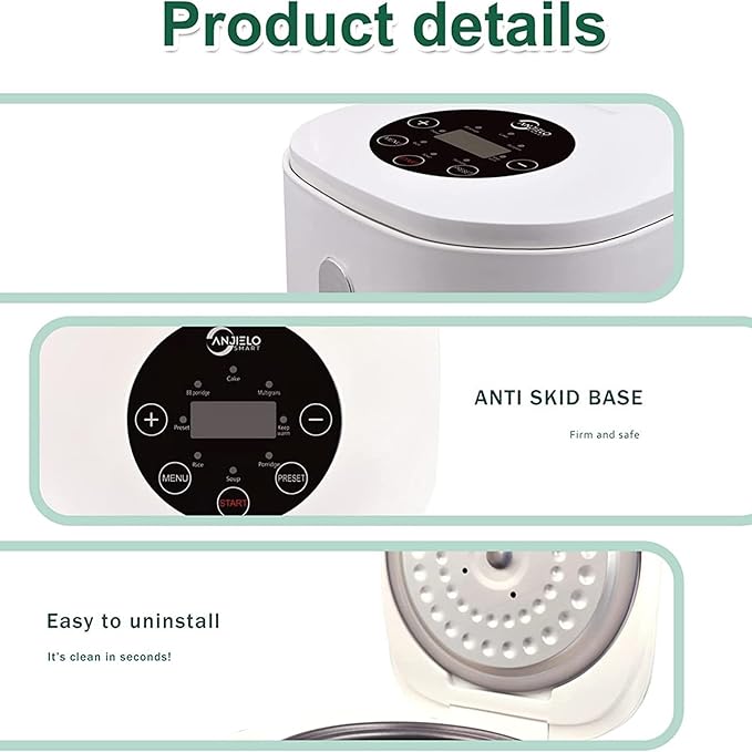 Rice Cooker - Rice Cooker with Steamer Basket Rice Cooker and Steamer-Warm Function (2.5L) 201 Stainless Steel Liner with Spatula and Measuring Cup for 1-4 People