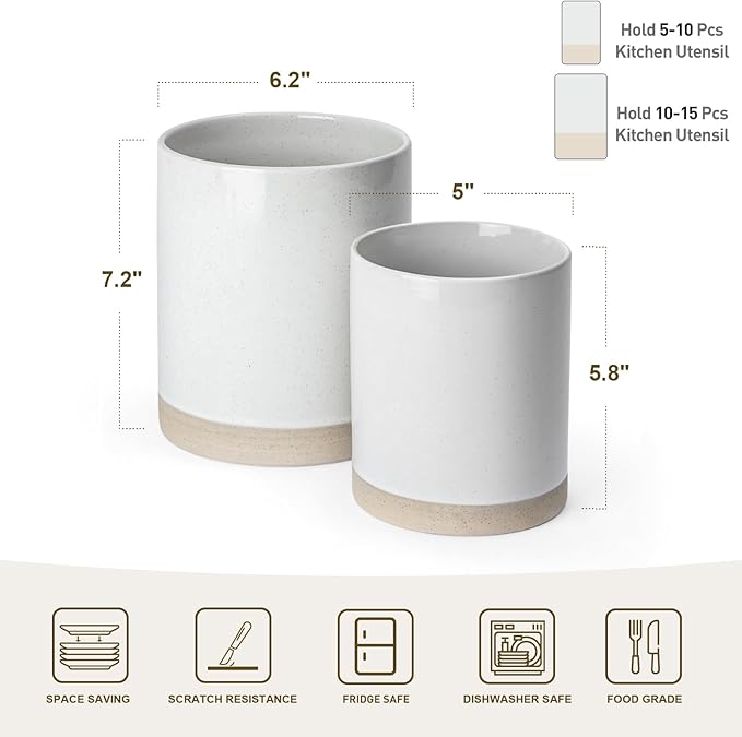 Famiware Dinnerware Sets Set of 4 with Utensil Holder Set of 2 Plates and Double Bowls Dishes (14 Pieces) - Dishwasher &amp Microwave Safe Chip Resistant Reactive Glaze