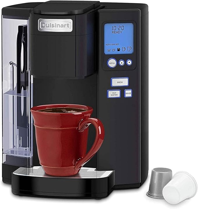 Cuisinart Coffee Maker Single Serve 72-Ounce Reservoir Coffee Machine Programmable Brewing &amp Hot Water Dispenser Stainless Steel Black