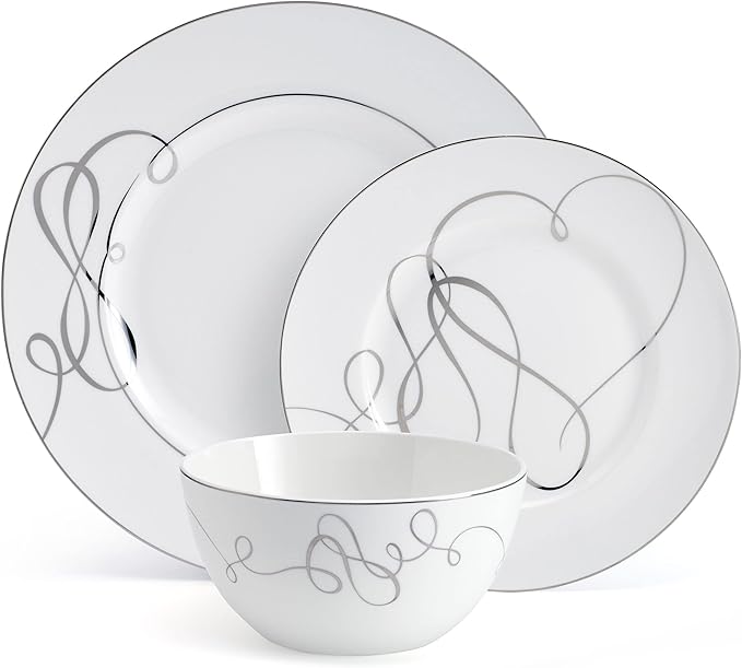 Mikasa Love Story Platinum Banded 24 Piece Dinnerware Set Service for 8