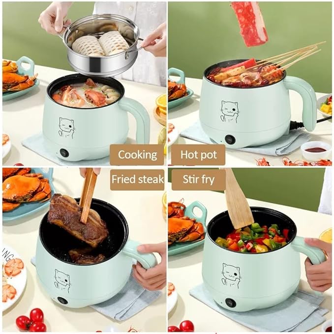 220V Multifunction Non-Stick Pan Samll 1-2 People Hot Pot Multi Electric Rice Cooker Home Dormitory Electric Cooking Machine (B 2L) (B 1L)
