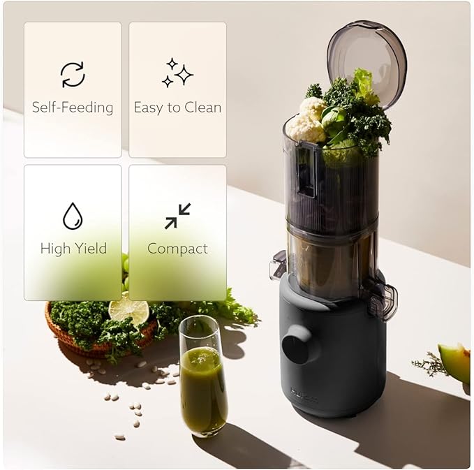 Hurom H310A Renewed Personal Self Feeding Slow Masticating Juicer - Lavender | Easy-Clean Max Yield Quiet Motor - Hopper Fits Whole Produce - BPA Free