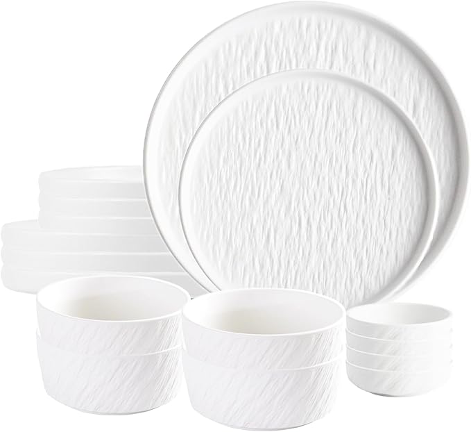 Matte Ceramic Dinnerware set for 4 16 Pieces Kitchen Plates and Bowls Set Porcelain Dish set for 4 Dishware Sets Stoneware Dinner Plates Sets Platos de Cocina Vajilla