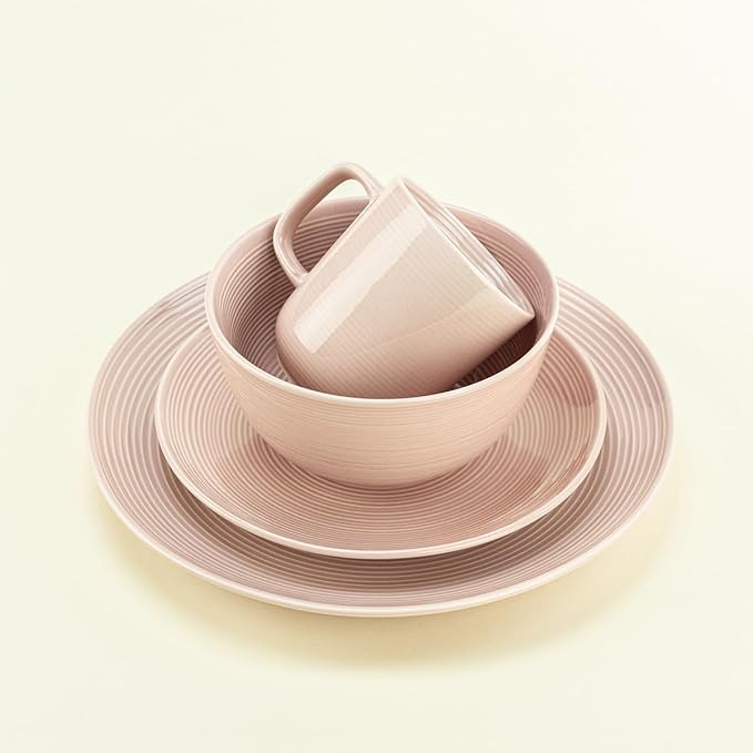 Everything Kitchens Colorful Glazed 16-Piece Dinnerware Set | Blush Pink