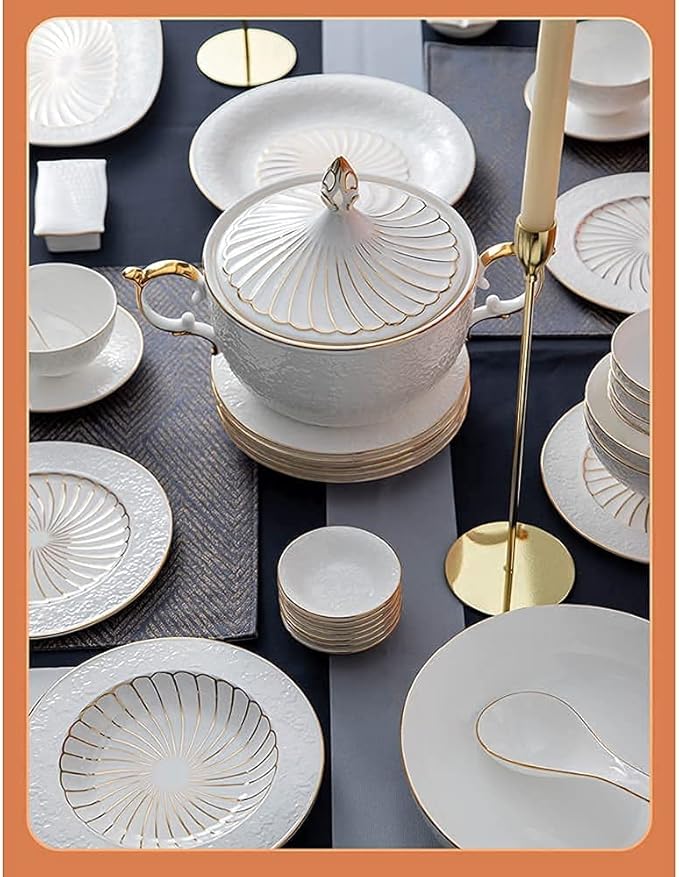 Ceramics Dinner Set Kitchen and Dining Service Durable Kitchen Dinnerware Set Dinner Salad Appitizer Dessert Plate Bowls Best for Indoor and Outdoor Party Creativity Villa Table Decor (Blue 11Pcs)