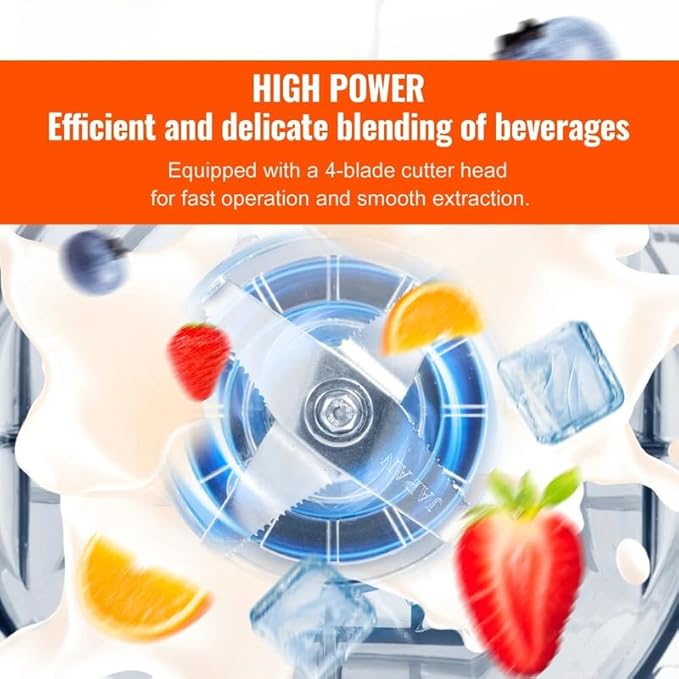 2200W Professional Countertop Blender with Shield 68 oz Plastic Jar Commercial Blender 4 x Stainless Steel Blades 9 Speeds &amp 5 Functions with Self-Cleaning Mode for Smoothies Shakes Crush Ice