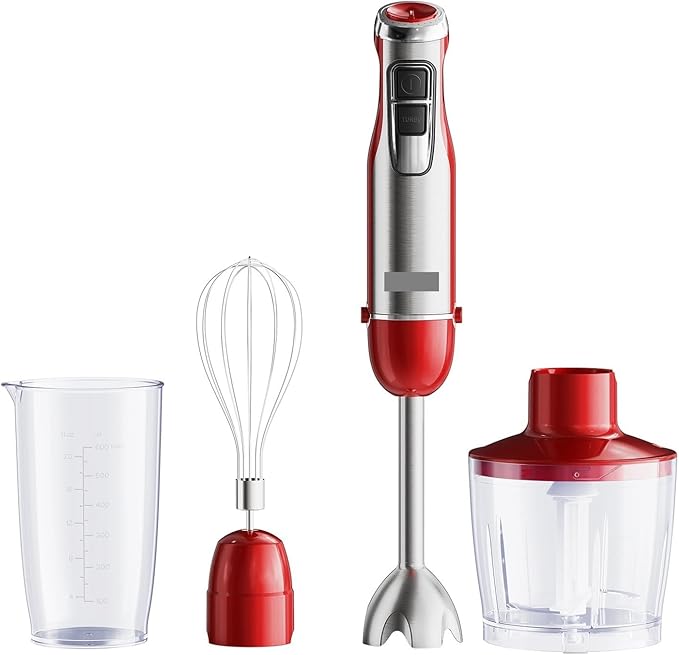 Fit for 4-in-1 Immersion Blender Stainless Steel Hand Stick Mixer with Chopper &amp Smoothie Cup for Food