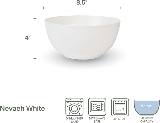 Everyday White by Fitz and Floyd Nevaeh Deep Serve Bowl 8.5 Inch