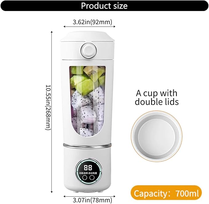 Rechargeable Blender – 700ml USB Portable Juicer With Powerful Motor | Compact Mixer For Protein Shakes Juice Fruit Drinks Vegetables And Travel Use