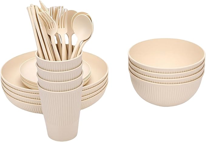 Pssopp Unbreakable Plates Bowls Cups Dinnerware Sets Set Modern Dishes for 4 People Home Picnic Unbreakable Plates Bowls Cups Dinnerware Camping Picnic Dishes Nan