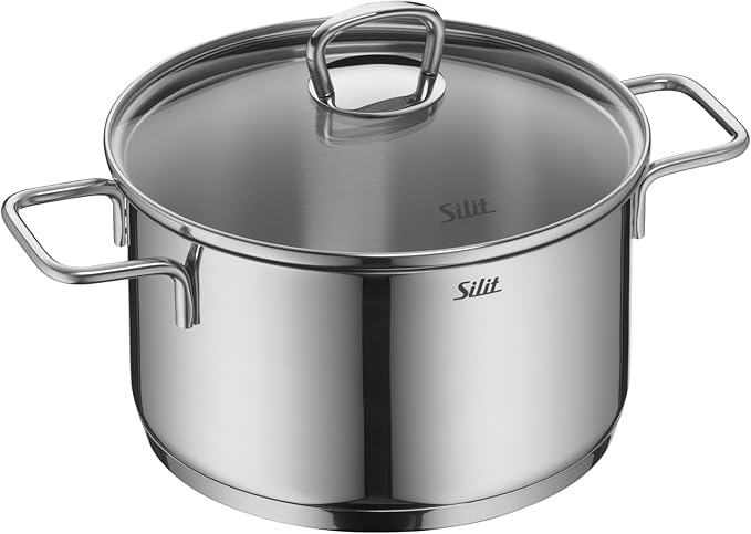 Silit Alicante 4-Piece Saucepan Set with Glass Lid Induction Pots Polished Stainless Steel Uncoated Oven-Safe