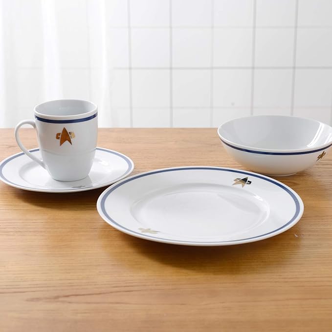 Star Trek The Next Generation Porcelain 16 Piece Dinner Set Includes Plates Bowls and Cups