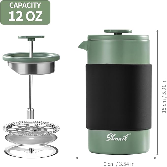 French Press – 350ml Stainless Steel Coffee Press 2 Cup Cafetiere for Ground Coffee Portable French Press