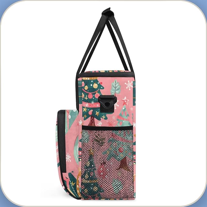 Cartoon Tree Coffee Maker Carrying Bag Christmas Festivals Travel Storage Bag Compatible with K-Mini or K-Mini Plus Single Serve Coffee Brewer Carrying Case with Multiple Pockets &amp Shoulder Stra