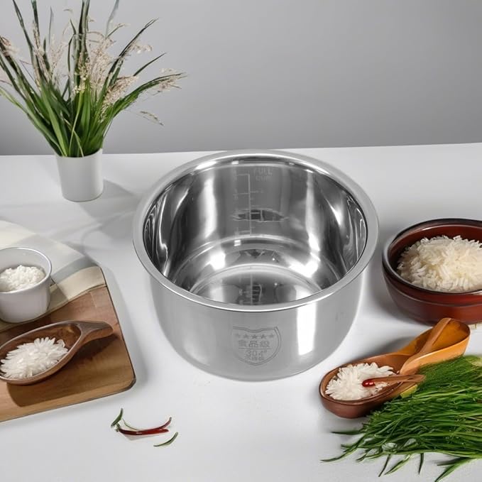 Rice Cooker Inner Cooking Pot Stainless Steel Rice Cooker Liner Non-stick Household Container Interior Accessory for Kitchen 3L
