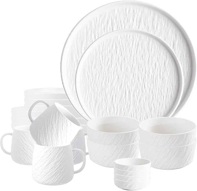Matte Ceramic Dinnerware set with Mug for 4 20 Pieces Kitchen Plates and Bowls Set Porcelain Dish set for 4 Dishware Sets Stoneware Dinner Plates Set Platos de Cocina Vajilla
